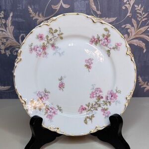 Antique Haviland Limoges Luncheon 6" Plate with Pink Apple Blossoms Lot A